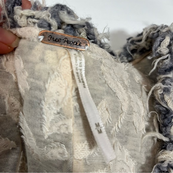 Free People Faux Fur Away Vest Cream Grey Fuzzy Boho Bohemian Shag, size M - Picture 7 of 10